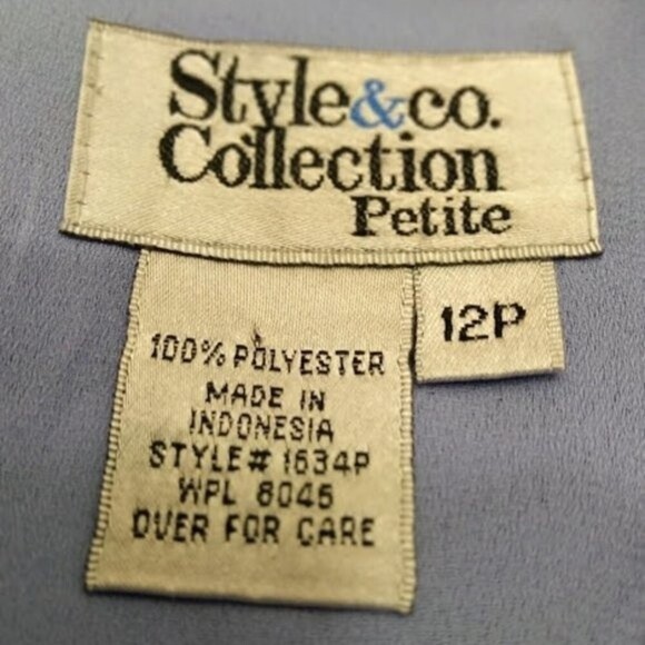 Style & Co. Collection Floral Short Sleeve Light Blue Button Up Top Size 12P - Picture 13 of 15